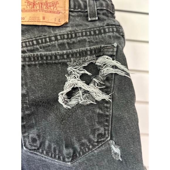 Levi's 550 Relaxed‎ Fit Distressed Denim Shorts Frayed Hem Cotton Size L Large - Picture 6 of 8